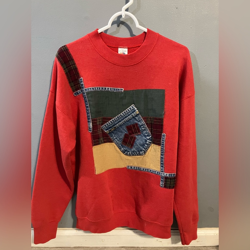 VTG Vintage Grandma Sweater Crafty Granny Made in the USA Throwback 90s Large